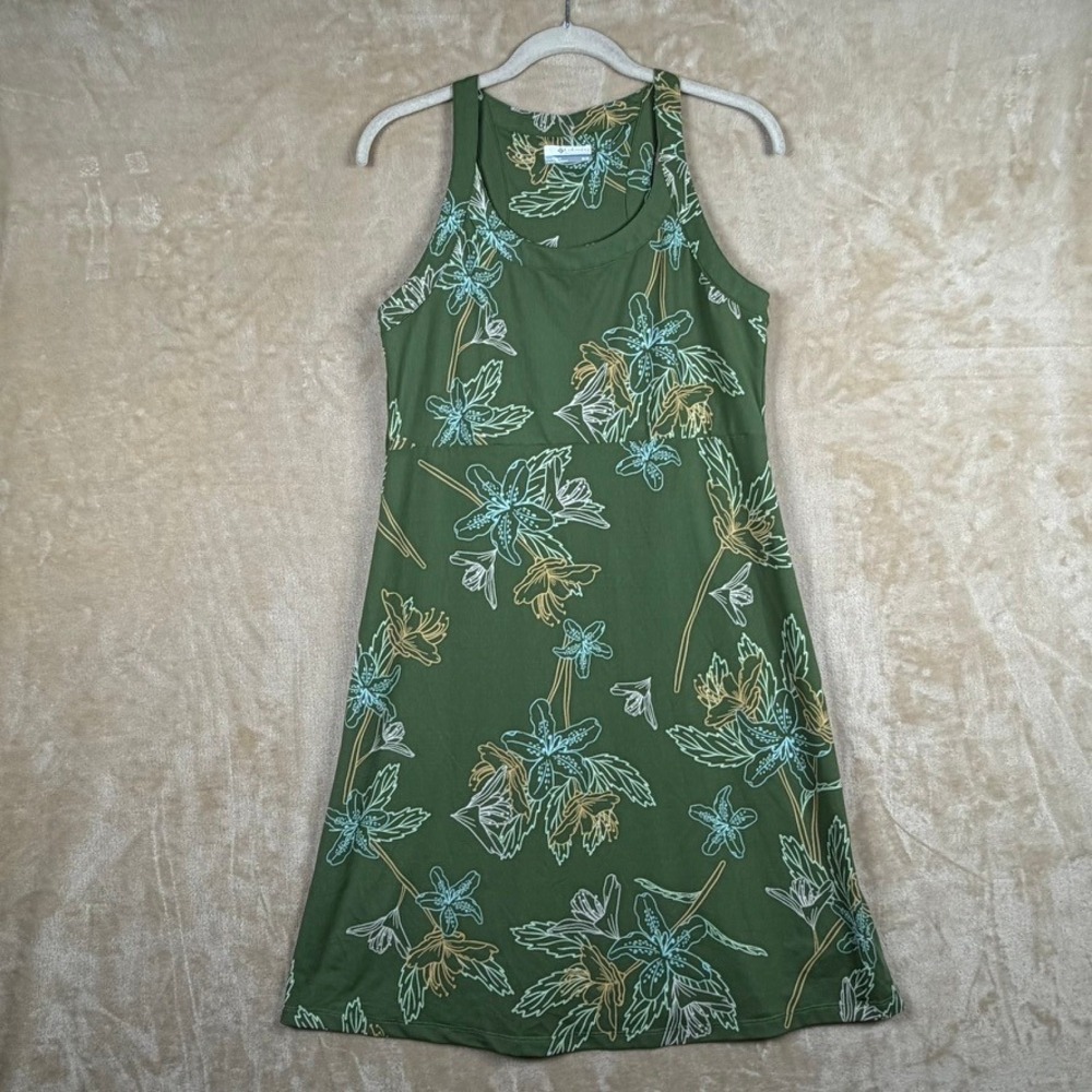 Columbia Womens Green Floral Sleeveless Racerback Active Dress XK9443 Size M